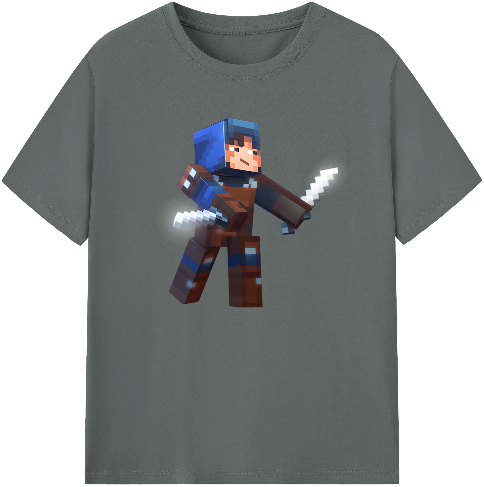 （画像用） マインクラフト ブロックの世界 Minecraft MC Block world 綿100％ メンズ半袖Tシャツ｜肌触りやわらか＆通気性